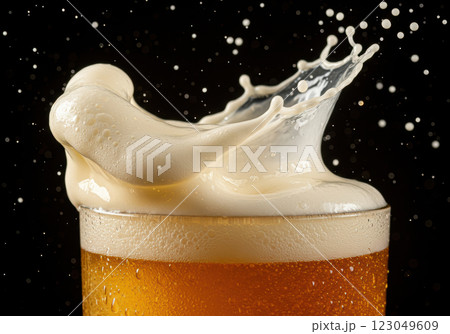 グラスに注がれた生ビール（AI生成画像） 123049609