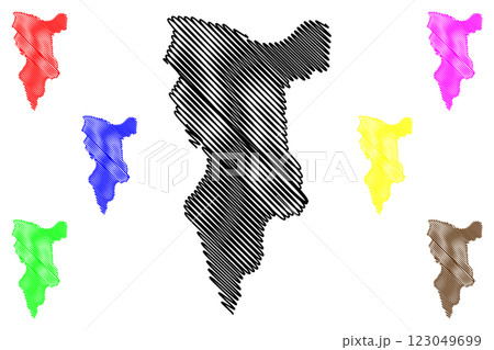 London Borough of Southwark (United Kingdom of Great Britain and Northern Ireland, Ceremonial county and region Greater London, England) map vector illustration, scribble sketch map 123049699