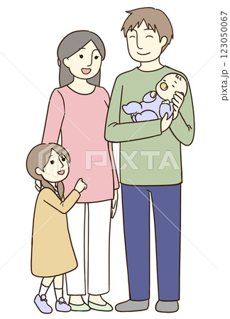 赤ちゃんと小学生と両親の4人家族 赤ちゃんと小学生と両親の4人家族 123050067