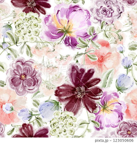 Watercolor roses luxurious seamless pattern Watercolor roses luxurious seamless pattern 123050606
