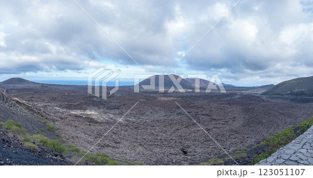 Volcanic Landscape Under a Cloudy Sky in Lanzarote 123051107
