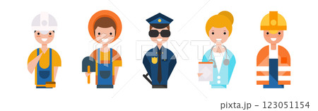 People of Different Occupation Wearing Uniform Portrait Vector Set 123051154