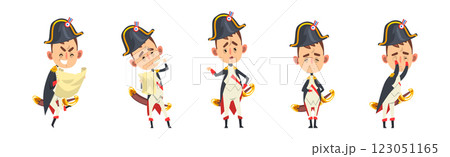 French Emperor Napoleon Bonaparte as Funny Historical Character Vector Set 123051165