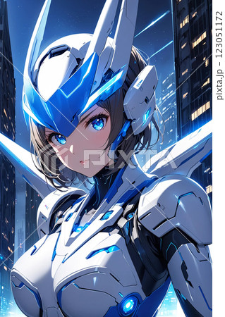 青い世界のロボットスーツ美少女 123051172