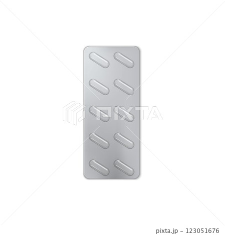 Medicine blister pack vector with empty oblong cells in two rows. Medicine blister pack vector with empty oblong cells in two rows. 123051676