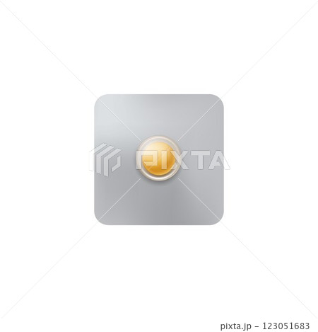 Blister of foil packaging with one round, yellow tablet. 123051683
