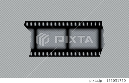 Old photo or film strip torn piece, vector vintage black cinematic frame on transparent background, scratched video tape Old photo or film strip torn piece, vector vintage black cinematic frame on transparent background, scratched video tape 123051750