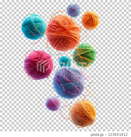 Colorful yarn balls floating on a transparent...のイラスト素材 [123051812] - PIXTA