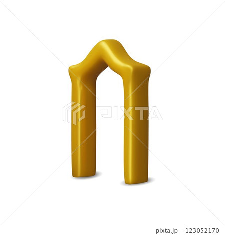 3D Golden Arch Frame, Vector Illustration of Doorway, Portal or Oriental Decor Element. 123052170