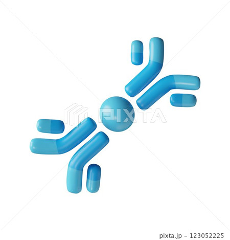 3d vector of immunoglobulin antibody structure, blue color. 3d vector of immunoglobulin antibody structure, blue color. 123052225