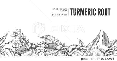 Banner with monochrome seamless leaves,...のイラスト素材 [123052254] - PIXTA