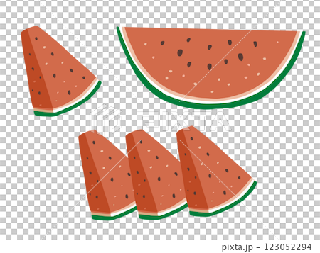 カットすいかのイラスト素材セット 123052294