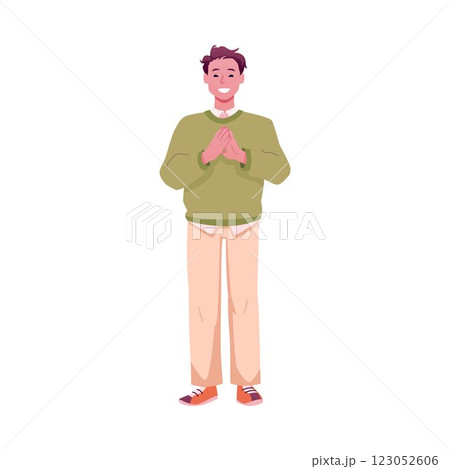 Vector illustration of happy young man full length clapping his hands. 123052606