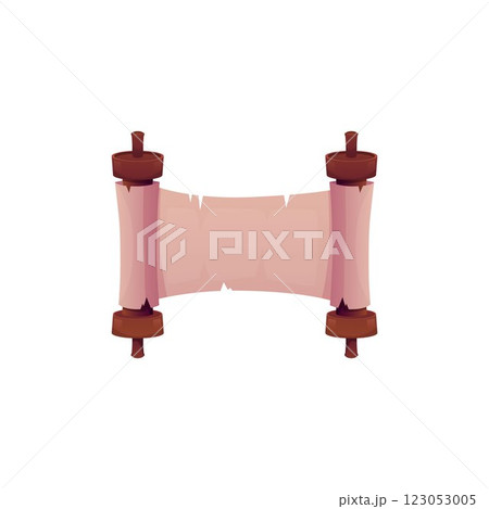 Vector illustration of old blank parchment scroll with torn edges on isolated background. Vector illustration of old blank parchment scroll with torn edges on isolated background. 123053005