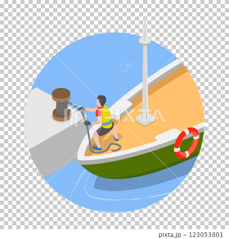3D Isometric Flat  Illustration of Sailing Yacht. Item 3 123053801