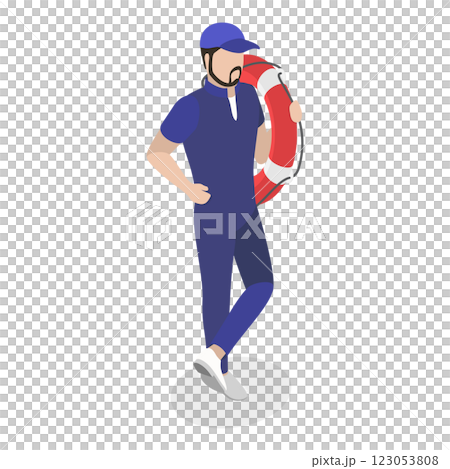 3D Isometric Flat  Set of Maritime Professions. Item 2 123053808