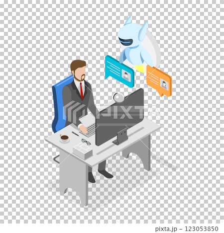 3D Isometric Flat  Illustration of Artificial Intelligence. Item 3 123053850