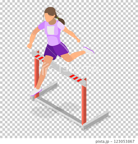 3D Isometric Flat  Illustration of Running With Barrier. Item 1 123053867