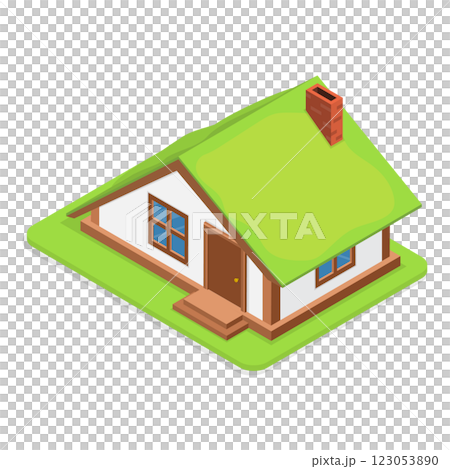 3D Isometric Flat  Set of Village Buildings. Item 7 123053890