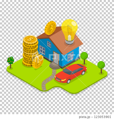 3D Isometric Flat  Illustration of Cost Of Living. Item 1 123053901