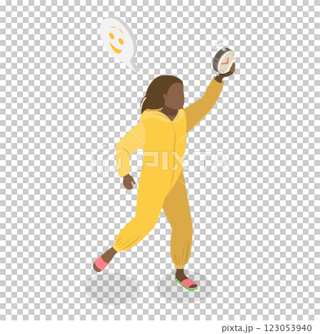 3D Isometric Flat  Set of People In Pajamas. Item 1 123053940