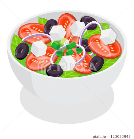 3D Isometric Flat Set of Vegetarian Dishes. Item 2 3D Isometric Flat Set of Vegetarian Dishes. Item 2 123053942