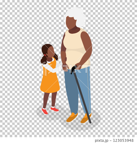 3D Isometric Flat  Illustration of Elderly People. Item 1 123053948
