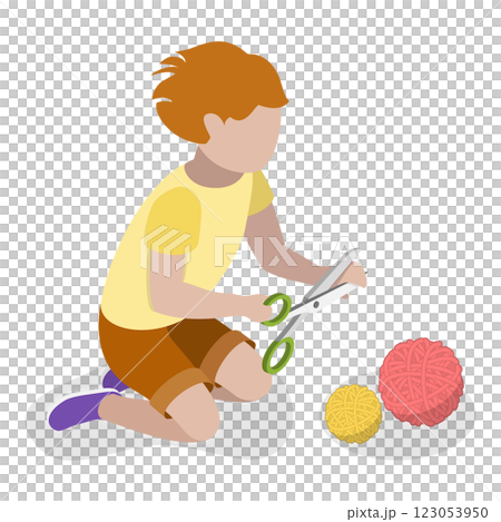 3D Isometric Flat Set of Kids In Danger Situations. Item 1 3D Isometric Flat Set of Kids In Danger Situations. Item 1 123053950