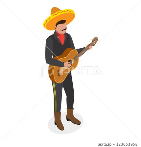 3D Isometric Flat  Illustration of Mariachi. Item 1 123053958