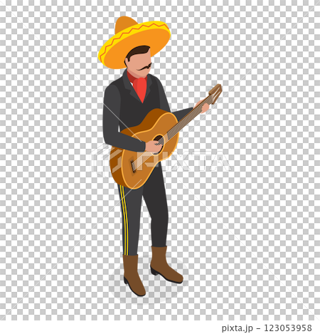 3D Isometric Flat  Illustration of Mariachi. Item 1 123053958