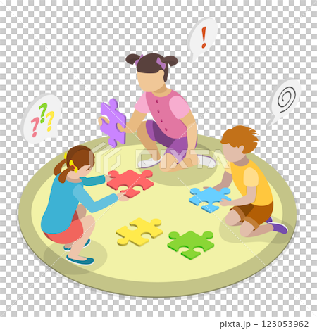 3D Isometric Flat Illustration of Autism Treatment. Item 1 3D Isometric Flat Illustration of Autism Treatment. Item 1 123053962