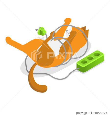 3D Isometric Flat  Illustration of Naughty Pets. Item 1 123053973