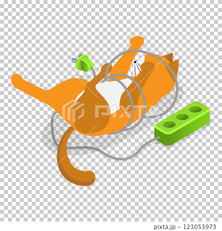 3D Isometric Flat  Illustration of Naughty Pets. Item 1 123053973
