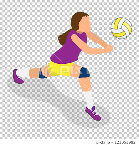 3D Isometric Flat  Set of Different Physical Activities. Item 12 123053982