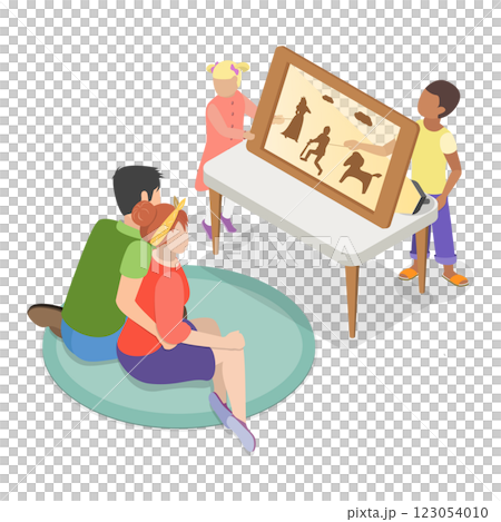 3D Isometric Flat Illustration of Family Sparetime and Leisure. Item 1 3D Isometric Flat Illustration of Family Sparetime and Leisure. Item 1 123054010