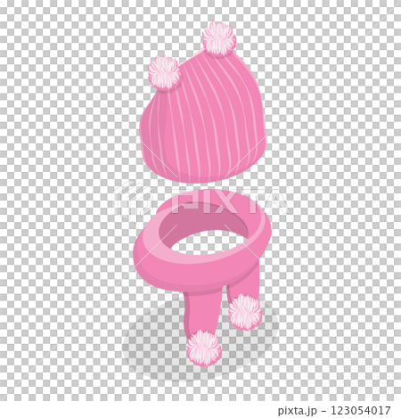 3D Isometric Flat  Set of Childish Knitted Accessories. Item 4 123054017