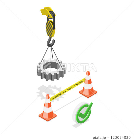 3D Isometric Flat  Illustration of Barricade Lifting Zone. Item 2 123054020