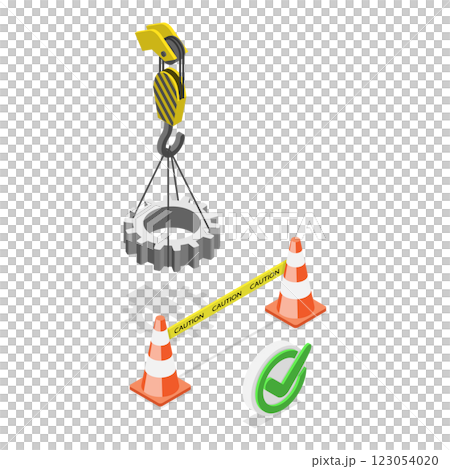 3D Isometric Flat Illustration of Barricade Lifting Zone. Item 2 3D Isometric Flat Illustration of Barricade Lifting Zone. Item 2 123054020
