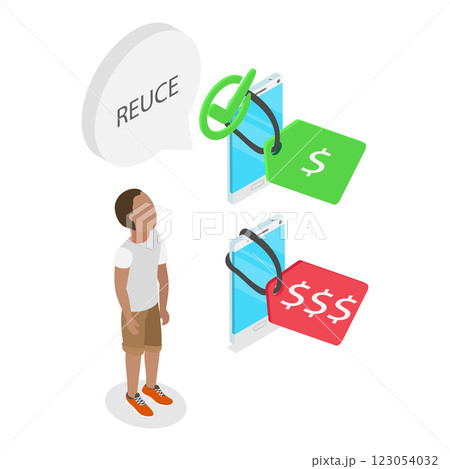 3D Isometric Flat  Illustration of Reduce, Reuse and Recycle. Item 1 123054032