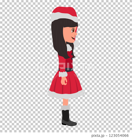 Flat Illustration of Kid Girl Wearing Santa Costume. Item 3 Flat Illustration of Kid Girl Wearing Santa Costume. Item 3 123054066