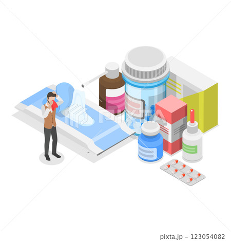 3D Isometric Flat Illustration of Allergy Testing and Treatment. Item 2 3D Isometric Flat Illustration of Allergy Testing and Treatment. Item 2 123054082