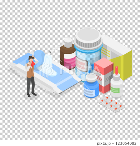 3D Isometric Flat Illustration of Allergy Testing and Treatment. Item 2 3D Isometric Flat Illustration of Allergy Testing and Treatment. Item 2 123054082