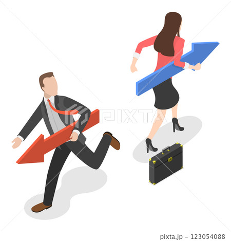 3D Isometric Flat  Illustration of Business Conflict. Item 1 123054088
