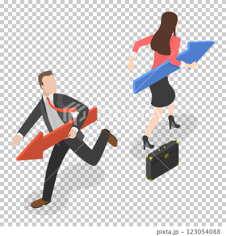 3D Isometric Flat  Illustration of Business Conflict. Item 1 123054088