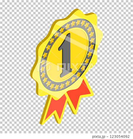 3D Isometric Flat  Illustration of Winner Rosette Set. Item 3 123054092