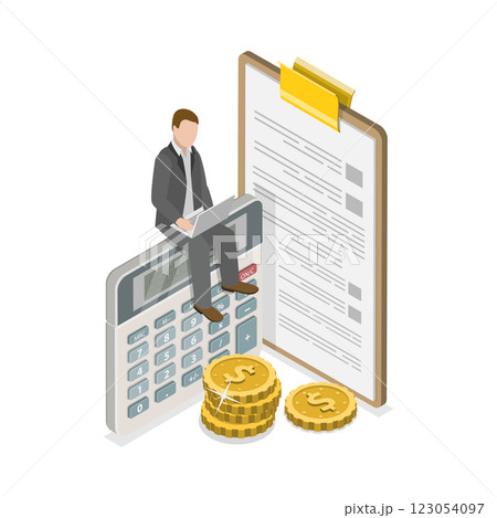 3D Isometric Flat  Illustration of Budget And Financial Planning. Item 3 123054097