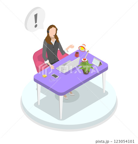 3D Isometric Flat  Illustration of Hybrid Work. Item 4 123054101
