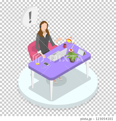 3D Isometric Flat  Illustration of Hybrid Work. Item 4 123054101