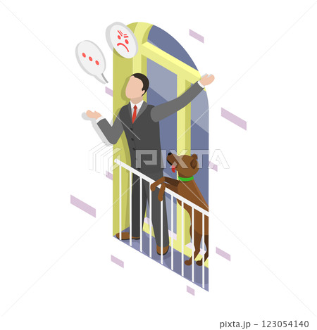 3D Isometric Flat Illustration of Dispute Between Neighbors. Item 2 3D Isometric Flat Illustration of Dispute Between Neighbors. Item 2 123054140