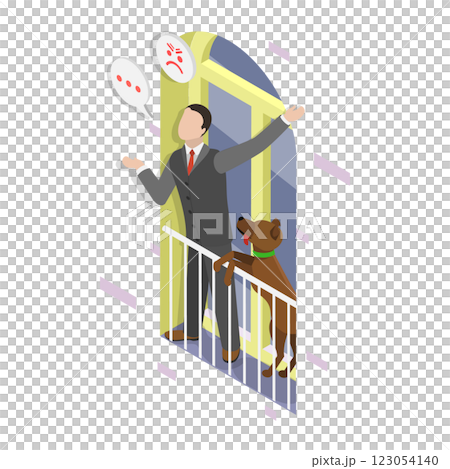 3D Isometric Flat Illustration of Dispute Between Neighbors. Item 2 3D Isometric Flat Illustration of Dispute Between Neighbors. Item 2 123054140
